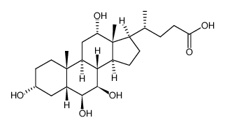 (3a,5b,6b,7b,12a)-3,6,7,12-tetrahydroxy-Cholan-24-oic acid结构式
