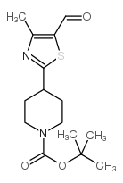4-(5-醛基-4-甲基-1,3-噻吩-2-基)哌啶-1-甲酸叔丁基酯结构式