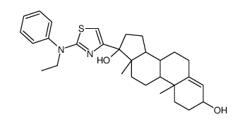 17-[2-(N-ethylanilino)-1,3-thiazol-4-yl]-10,13-dimethyl-1,2,3,6,7,8,9,11,12,14,15,16-dodecahydrocyclopenta[a]phenanthrene-3,17-diol结构式