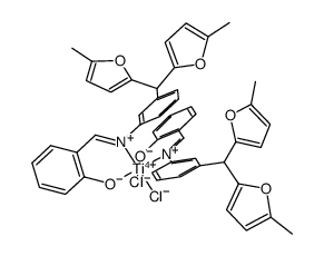 bis(N-(salicylidene)-3-[bis(5-methyl-2-furyl)methyl]aniline)titanium(IV) dichloride Structure