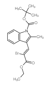 N-Boc-3-(2-溴-2-乙氧基羰基乙烯基)-2-甲基吲哚结构式