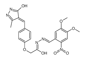 N-[(4,5-dimethoxy-2-nitrophenyl)methylideneamino]-2-[4-[(3-methyl-5-oxo-1H-pyrazol-4-ylidene)methyl]phenoxy]acetamide结构式
