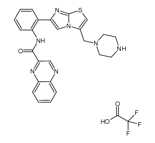 N-(2-(3-(piperazin-1-ylmethyl)imidazo[2,1-b]thiazol-6-yl)phenyl)quinoxaline-2-carboxamide 2,2,2-trifluoroacetate Structure