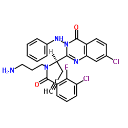 N-(3-氨基丙基)-3-氯-N-[(1R)-1-[7-氯-3,4-二氢-4-氧代-3-(苯基氨基)-2-喹唑啉基]-3-丁炔-1-基]-2-氟苯甲酰胺结构式