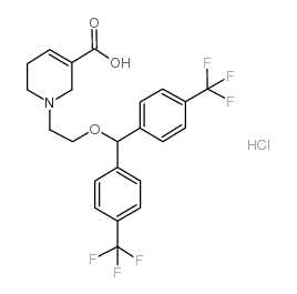3-Pyridinecarboxylic acid, 1,2,5,6-tetrahydro-1-(2-(bis(4-(trifluoromethyl)phenyl)methoxy)ethyl)-, hydrochloride结构式