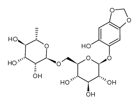 2-hydroxy-4,5-methylenedioxyphenol-1-O-α-L-rhamnopyranosyl-(1->6)-β-D-glucopyranoside Structure