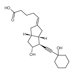 (+/-)-13,14-didehydro-15,16,17,18,19,20-hexanor-14-(1-hydroxycyclohexyl)carbacyclin结构式