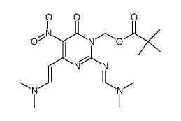 (2-(((dimethylamino)methylene)amino)-4-((E)-2-(dimethylamino)vinyl)-5-nitro-6-oxopyrimidin-1(6H)-yl)methyl pivalate结构式