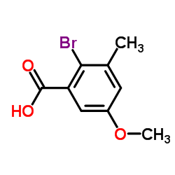 2-溴-5-甲氧基-3-甲基苯甲酸结构式