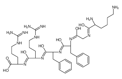 (2S)-2-[[(2S)-2-[[(2S)-2-[[(2S)-2-[[2-[[(2S)-2,6-diaminohexanoyl]amino]acetyl]amino]-3-phenylpropanoyl]amino]-3-phenylpropanoyl]amino]-5-(diaminomethylideneamino)pentanoyl]amino]-5-(diaminomethylideneamino)pentanoic acid Structure