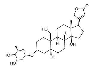 (3beta,5beta)-3-[(2,6-dideoxy-beta-D-ribo-hexopyranosyl)oxy]-5,14,19-trihydroxycard-20(22)-enolide Structure