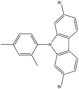 2,7-二溴-9-(2,4-二甲基苯基)-9H-咔唑结构式