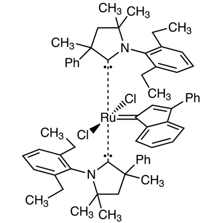 双(1-(2,6-二乙基苯基)-3,5,5-三甲基-3-苯基吡咯烷基-2-亚烷基)(3-苯基-1H-茚满-1-亚烷基)二氯化钌(II)UltraCat结构式