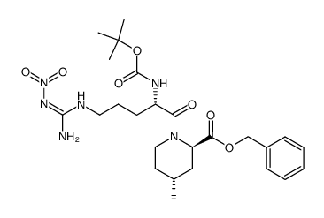 (2R,4R)-1-[(2S)-2-[(tert-Butyloxycarbonyl)amino]-5-[[imino(nitroamino)Methyl]amino]-1-oxopentyl]-4-Methyl-2-piperidinecarboxylic Acid Benzyl Ester结构式