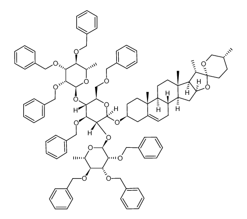 diosgenyl 2,4-di-O-(2,3,4-tri-O-benzyl-α-L-rhamnopyranosyl)-3,6-di-O-benzyl-β-D-glucopyranoside结构式