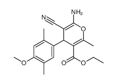 ethyl 6-amino-5-cyano-4-(4-methoxy-2,5-dimethylphenyl)-2-methyl-4H-pyran-3-carboxylate Structure