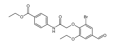 Benzoic acid, 4-[[2-(2-bromo-6-ethoxy-4-formylphenoxy)acetyl]amino]-, ethyl ester Structure