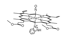 nitrosyl(protoporphyrin IX dimethyl esterato)iron(II) benzimidazole complex Structure