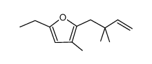 2-(2,2-dimethyl-but-3-enyl)-5-ethyl-3-methyl-furan结构式