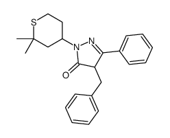 4-benzyl-2-(2,2-dimethylthian-4-yl)-5-phenyl-4H-pyrazol-3-one结构式