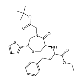 (S)-ethyl 2-(((2S,6R)-4-(2-(tert-butoxy)-2-oxoethyl)-5-oxo-2-(thiophen-2-yl)-1,4-thiazepan-6-yl)amino)-4-phenylbutanoate结构式