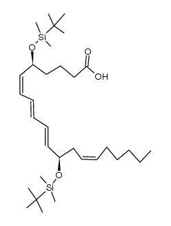 5(S),12(R)-bis[(tert-butyldimethylsilyl)oxy]-6(7),8(E),10(E),14(Z)-eicosatetraenoic acid结构式