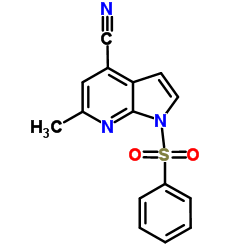 1-(Phenylsulphonyl)-4-cyano-6-Methyl-7-azaindole结构式