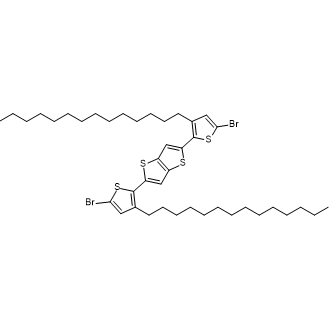 2,5-双(5-溴-3-十四烷基噻吩-2-基)噻吩并[3,2-b]噻吩结构式