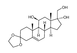 11β,17α-Dihydroxy-17β-(hydroxymethyl)androst-5-en-3-one 3-(Ethylene acetal)结构式