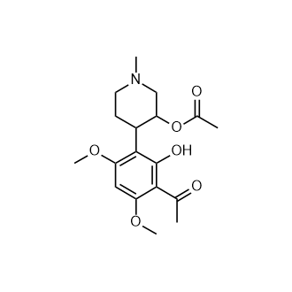 4-(3-乙酰基-2-羟基-4,6-二甲氧基苯基)-1-甲基哌啶-3-基乙酸酯结构式