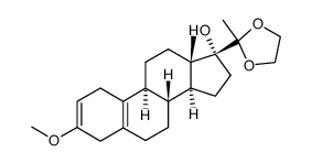 20,20-ethanediyldioxy-3-methoxy-19-nor-pregna-2,5(10)-dien-17-ol结构式