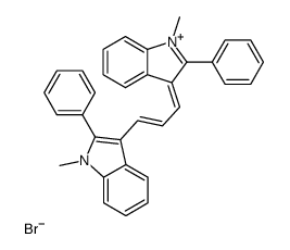 1-Methyl-3-(3-(1-methyl-2-phenyl-1H-indol-3-yl)-2-propenylidene)-2-phe nyl-3H-indolium bromide结构式