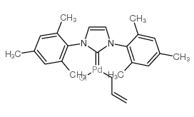 烯丙基[1,3-双(均三甲苯基)咪唑-2-亚基]氯化钯(II)结构式