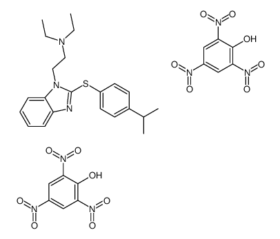 N,N-diethyl-2-[2-(4-propan-2-ylphenyl)sulfanylbenzimidazol-1-yl]ethanamine,2,4,6-trinitrophenol结构式
