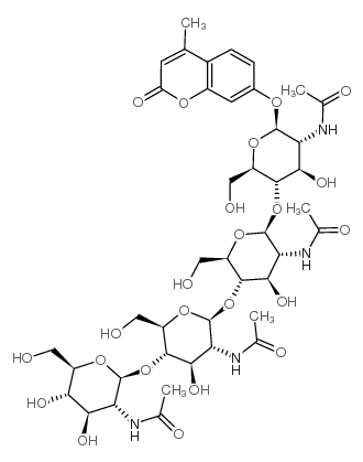 4-甲基伞形酮基β-D-N,N',N'',N'''-四乙酰基壳四糖苷结构式