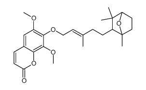 6,8-Dimethoxy-7-[[3-methyl-5-(1,3,3-trimethyl-7-oxabicyclo[2.2.1]hept-2-yl)-2-pentenyl]oxy]-2H-1-benzopyran-2-one结构式