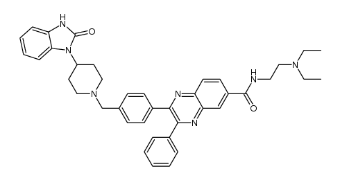 N-[2-(diethylamino)ethyl]-2-(4-{[4-(2-oxo-2,3-dihydro-1H-benzimidazol-1-yl)piperidin-1-yl]methyl}phenyl)-3-phenylquinoxaline-6-carboxamide结构式