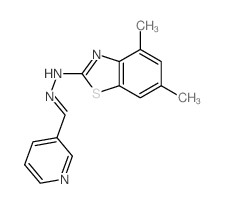 4,6-dimethyl-N-(pyridin-3-ylmethylideneamino)benzothiazol-2-amine Structure
