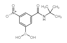 (3-(叔丁基氨基甲酰基)-5-硝基苯基)硼酸结构式