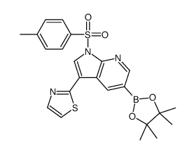 1H-Pyrrolo[2,3-b]pyridine, 1-[(4-Methylphenyl)sulfonyl]-5-(4,4,5,5-tetramethyl-1,3,2-dioxaborolan-2-yl)-3-(2-thiazolyl)- Structure