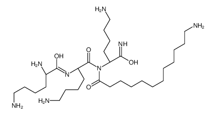 12-amino-N-[(2S)-6-amino-2-[[(2S)-2,6-diaminohexanoyl]amino]hexanoyl]-N-[(2S)-1,6-diamino-1-oxohexan-2-yl]dodecanamide Structure