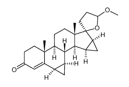 6β,7β,15β,16β-bismethylene-3-oxoandrost-4-ene[17(β-1')spiro-5']- perhydrofuran-2'ε-ol methyl ether Structure