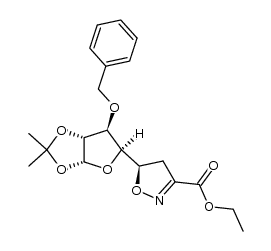 (5R)-5-(3-O-benzyl-1,2-O-isopropylidene-α-D-xylo-tetrafuranos-4-yl)-3-ethoxycarbonyl-2-isoxazoline结构式