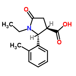 (2R,3R)-1-Ethyl-2-(2-methylphenyl)-5-oxo-3-pyrrolidinecarboxylic acid结构式