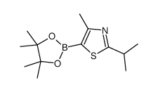 2-异丙基-4-甲基-5-(4,4,5,5-四甲基-1,3,2-二氧硼杂环戊烷-2-基)噻唑结构式