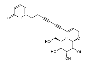 6-(9'-O-7β-glucopyranosyl-non-7'-(E)-ene-3',5'-diynyl)-pyran-2-one-3,5-diene结构式