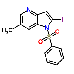 2-Iodo-6-methyl-1-(phenylsulfonyl)-1H-pyrrolo[3,2-b]pyridine structure