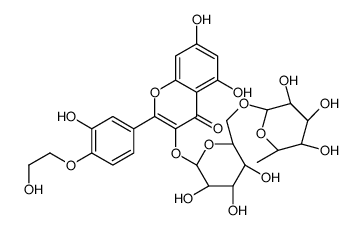 5,7-dihydroxy-2-[3-hydroxy-4-(2-hydroxyethoxy)phenyl]-3-[(2S,3R,4S,5S,6R)-3,4,5-trihydroxy-6-[[(2R,3R,4R,5R,6S)-3,4,5-trihydroxy-6-methyloxan-2-yl]oxymethyl]oxan-2-yl]oxychromen-4-one Structure