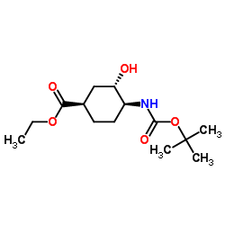 (1R,3S,4S)-4-{[[(叔丁氧基)羰基]氨基} -3-羟基环己烷-1-甲酸乙酯结构式