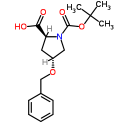 N-叔丁氧羰基-O-苄基-反式-4-羟基-L-脯氨酸结构式